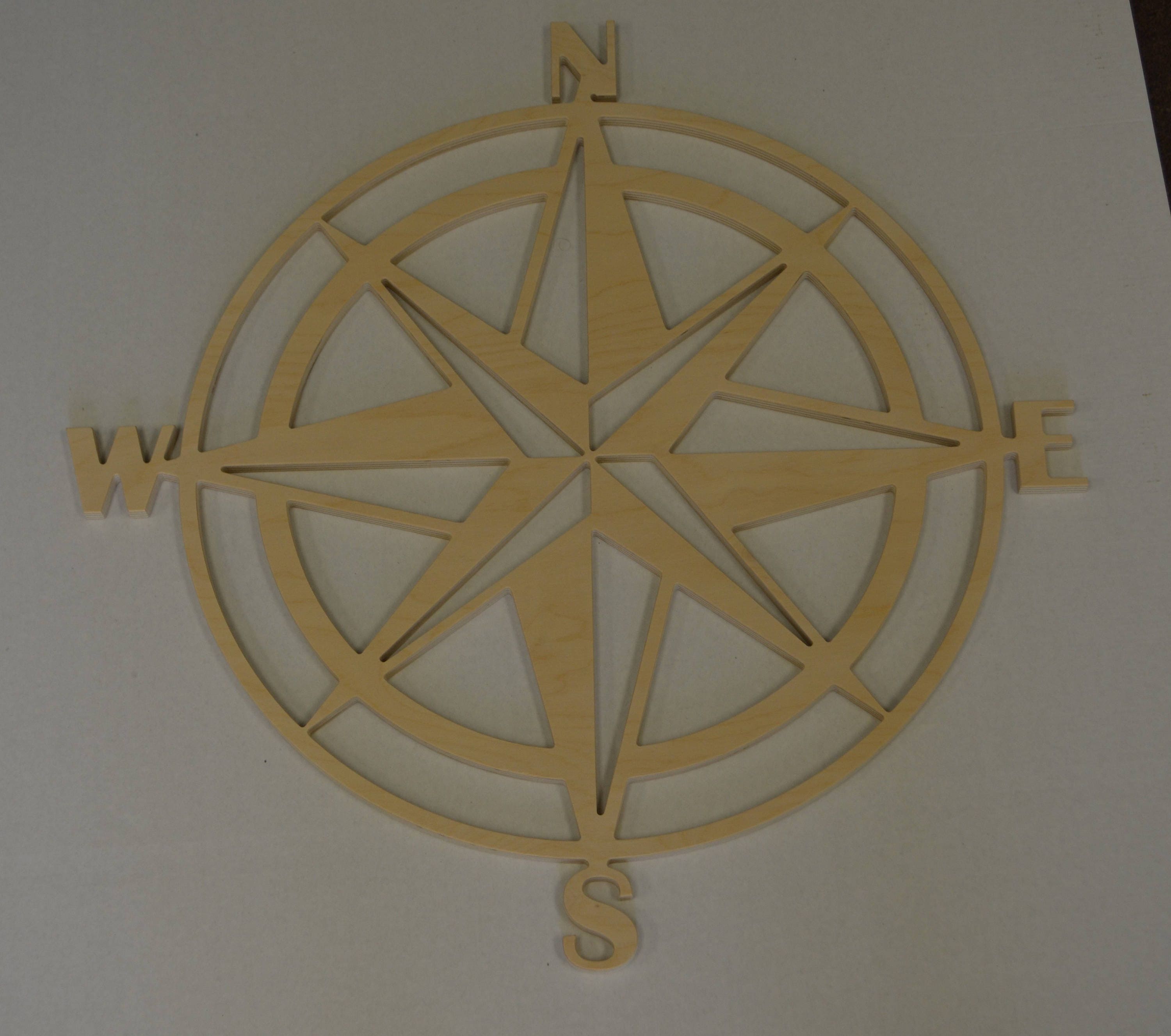 Wood Compass Cut Out Wooden Compass Large Compass Wall Etsy Canada
