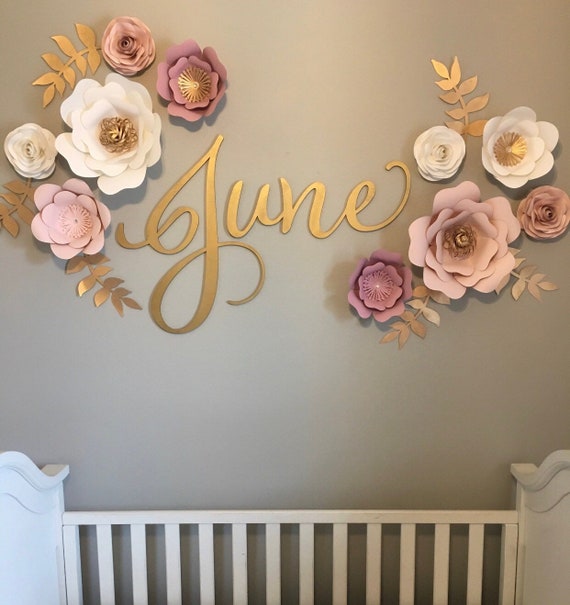 Set Of 3 Nursery Name Sign, Girl Personalize Floral Artwork For Bedroo – DiviArts Studio