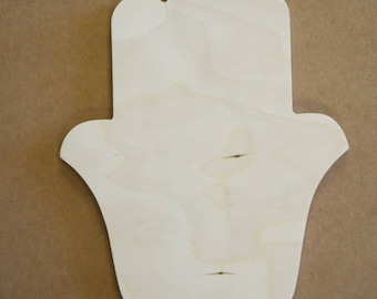 Unpainted Wooden Hamsa Hand Cut Out Shape for Wall and Home Decor