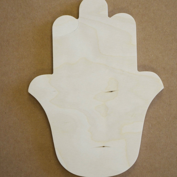 Unpainted Wooden Hamsa Hand Cut Out Shape for Wall and Home Decor