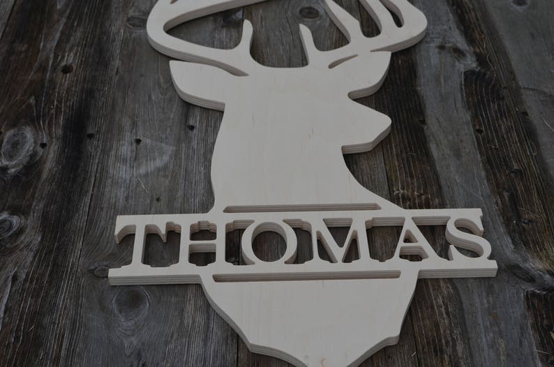 Buck With Name Sign Wooden Buck Wooden Name Sign Etsy