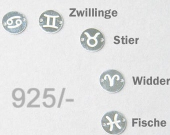 925 Sternzeichen Tierkreiszeichen Schmuckverbinder 10mm Symbolschmuck Freundschaftsbänder  Geburtstag Auswahl