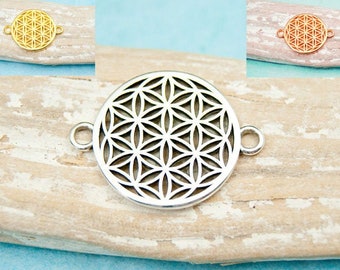 3x connector flower of life flower of life jewelry connector with 2 eyelets 20 mm DQ metal middle part intermediate piece, choice of colors