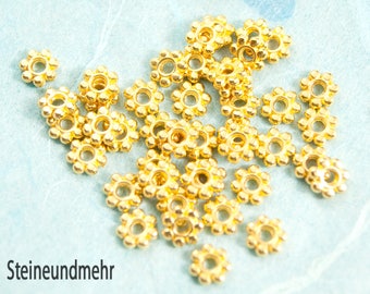 10x Abstandshalter Blümchen 5,5mm Metall vergoldet Zwischenperlen Schmuckzubehör #3414