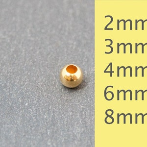 vergoldete Silberperlen Größen 2mm - 8mm Durchmesser zum Fädeln für Schmuckmachen
