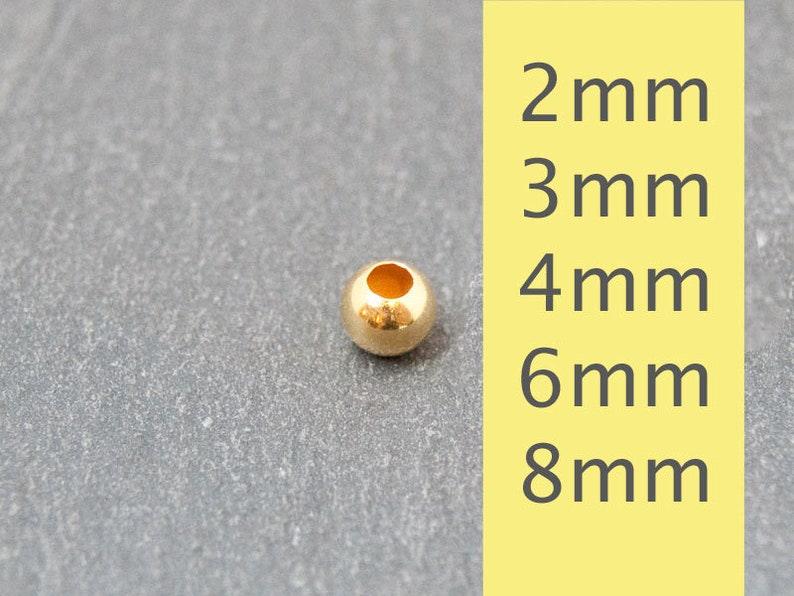 vergoldete Silberperlen Größen 2mm - 8mm Durchmesser zum Fädeln für Schmuckmachen