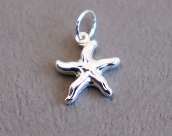 Charm starfish approx. 13 mm 925 silver jewelry pendant