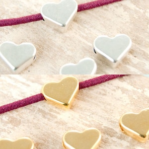 Bestseller, heart beads metal bead 6.5 mm, not hollow, for bracelets for threading with hole, choice of colors image 1