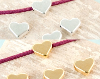 Bestseller, heart beads metal bead 6.5 mm, not hollow, for bracelets for threading with hole, choice of colors