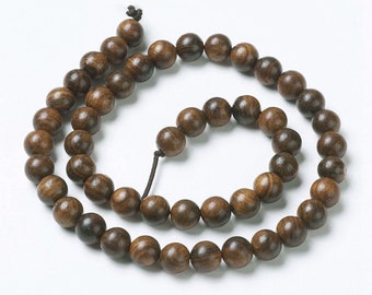 Wooden beads whole strand approx. 38 cm dark grain selection 8 mm/10 mm