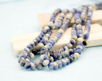 natural sodalite strand blue white 6 x 4 mm faceted rondelle approx. 40 cm #7531