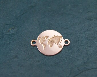 pendant globe earth Sterling silver 925/-  11mm, rosegold plated #5503