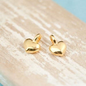 10x pendant heart mini heart 5 mm metal color selection / for bracelets Gold