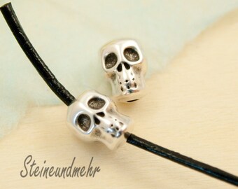 2x metal bead skull 10 mm metal silver-plated or gold-plated