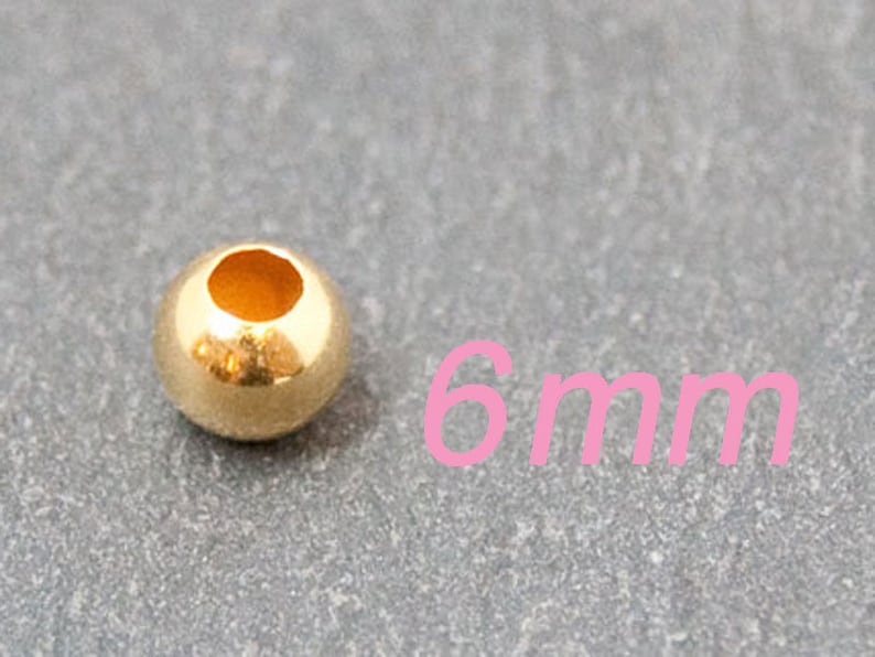 925 gratfreie Silberperlen Kugeln 2/3/4/6/8mm rund glatt 18K vergoldet Miniperlen für Armbänder Auswahl / Schmuck selber machen 6mm, 2 Stück