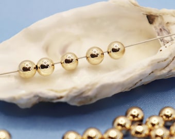Perles gold-filled 14K en perles intercalaires de 2 mm, 3 mm ou 4 mm à enfiler, qualité longue durée
