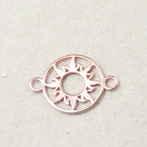 925 sun jewelry connector, middle part for bracelets, pendant 2 eyelets, 10 mm sterling color selection Rose gold