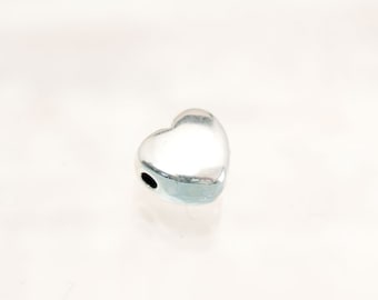 2x heart curved metal bead solid heart bead silver-plated or gold-plated selection, for weaving