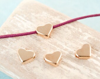 Heart beads metal bead rose gold plated 6.5 mm, not hollow, rose gold plated / make your own jewelry