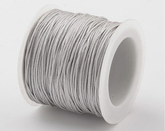 35 m roll of macrame yarn ribbon cord 0.8 silver gray shiny for macrame jewelry for thin bracelets