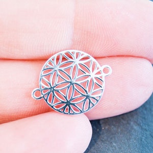 925 silver flower of life jewelry connector middle part 15 mm, tarnish-proof for bracelets TOP quality