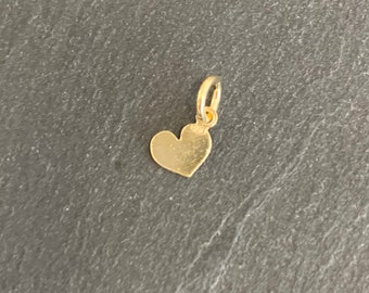 925 Minicharm Heart Real Silver 5 x 6 mm with eyelet, Made in EU, choice of silver or gold plated