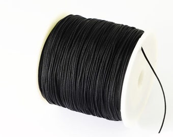 10 m macrame ribbon 0.8, shiny black, ribbon for braiding, jewelry accessories #4786