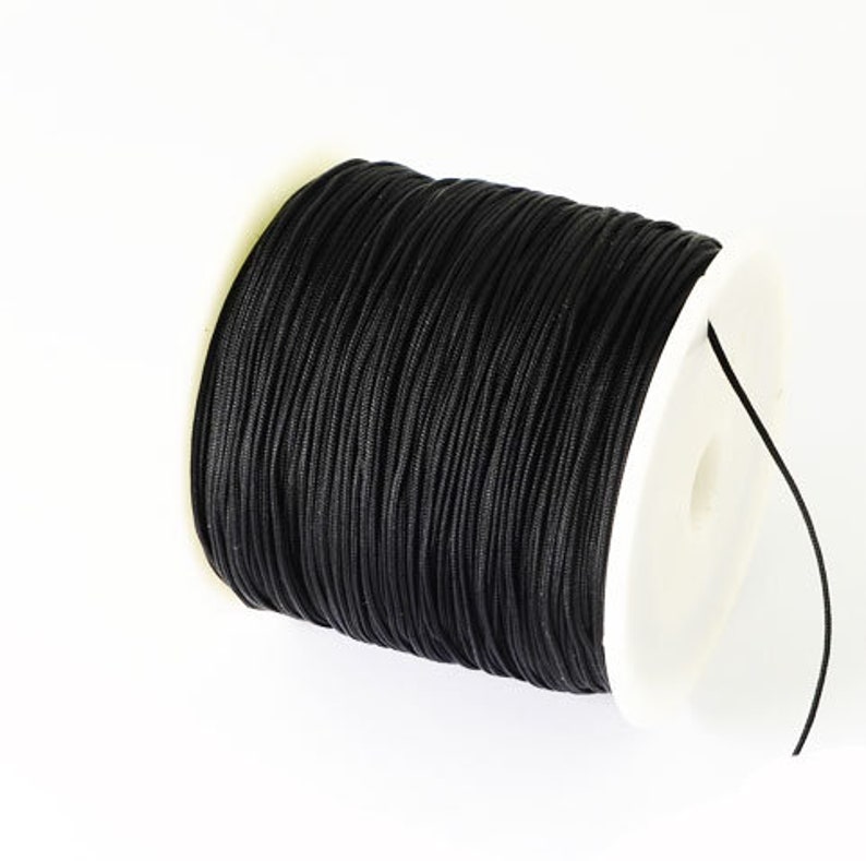 10 m macrame ribbon 0.8, shiny black, ribbon for braiding, jewelry accessories 4786 image 1
