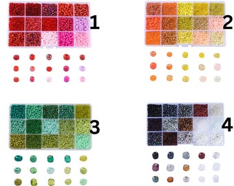 15 colors set of beads for threading, bead set, seed beads, rocailles selection