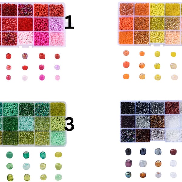 15 Farben Set Perlen zum Auffädeln Perlen-Set Seedbeads Rocailles Auswahl