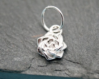 925 Blume Blüte Vergissmeinnicht Rose floral geblümt Silber 8mm/ Schmuck selber machen