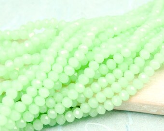 approx. 140 pcs glass beads 4 x 3 mm roundel faceted, light green, 005742