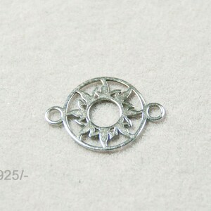 925 sun jewelry connector, middle part for bracelets, pendant 2 eyelets, 10 mm sterling color selection Silver