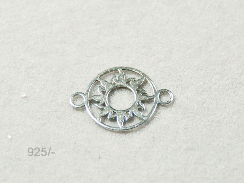 925 sun jewelry connector, middle part for bracelets, pendant 2 eyelets, 10 mm sterling color selection Silver