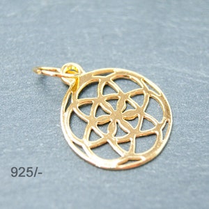 925 symbol mandala necklace pendant round 16 mm silver color selection Gold