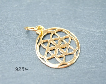 925 Symbol Mandala Kettenanhänger rund 16mm Silber Farbauswahl
