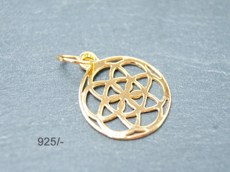 925 symbol mandala necklace pendant round 16 mm silver color selection Gold