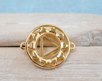 Manipura Solar Plexus Chakra Jewelry Connector Gold Plated 25 mm, Made in EU #6610