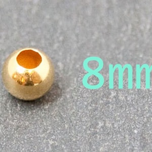 925 gratfreie Silberperlen Kugeln 2/3/4/6/8mm rund glatt 18K vergoldet Miniperlen für Armbänder Auswahl / Schmuck selber machen 8mm, 2 Stück