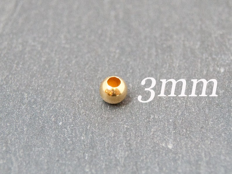 925 gratfreie Silberperlen Kugeln 2/3/4/6/8mm rund glatt 18K vergoldet Miniperlen für Armbänder Auswahl / Schmuck selber machen 3mm, 10 Stück