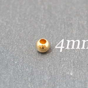 925 gratfreie Silberperlen Kugeln 2/3/4/6/8mm rund glatt 18K vergoldet Miniperlen für Armbänder Auswahl / Schmuck selber machen 4mm, 10 Stück