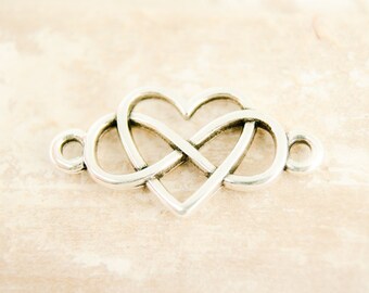 Infinty heart love 19mm metal silver plated #4842