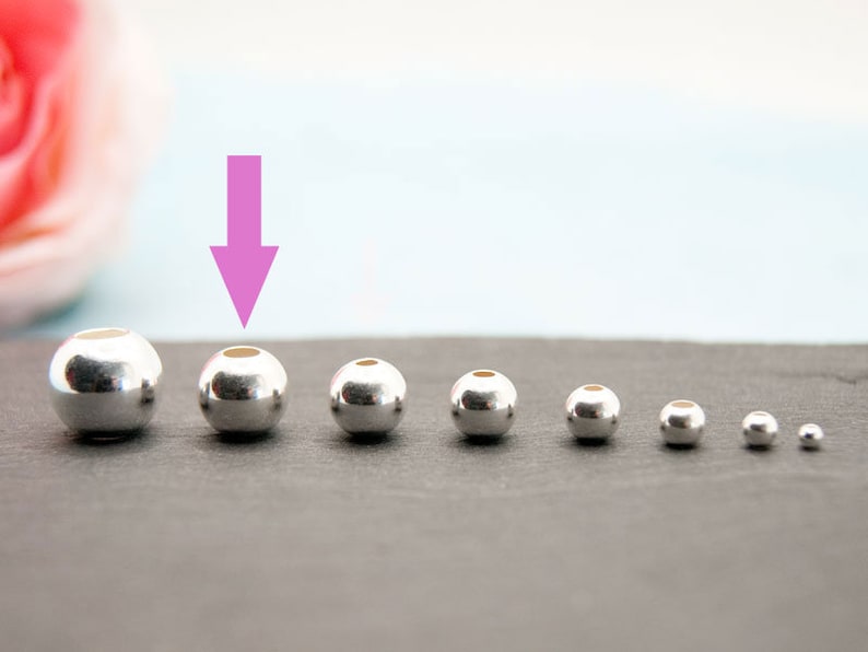 925 burr-free smooth silver beads balls 2/3/4/5/6/7/8/10 mm round, jewelry making, for in between, size/make your own jewelry image 4