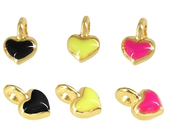 2x mini hearts colored enamel selection