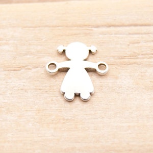 Boy or Girl jewelry connector 14 x 9 mm metal color selection image 4