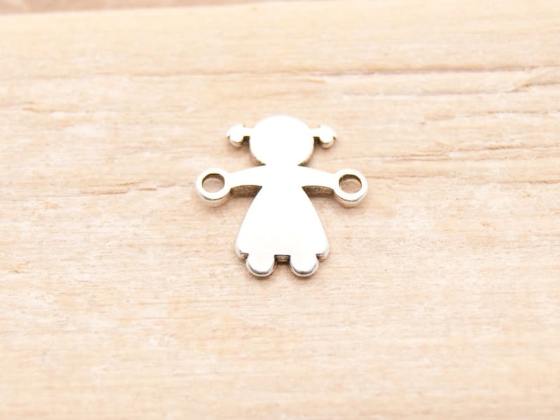 Boy or Girl jewelry connector 14 x 9 mm metal color selection image 4