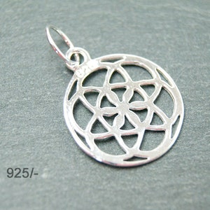 925 symbol mandala necklace pendant round 16 mm silver color selection Silver