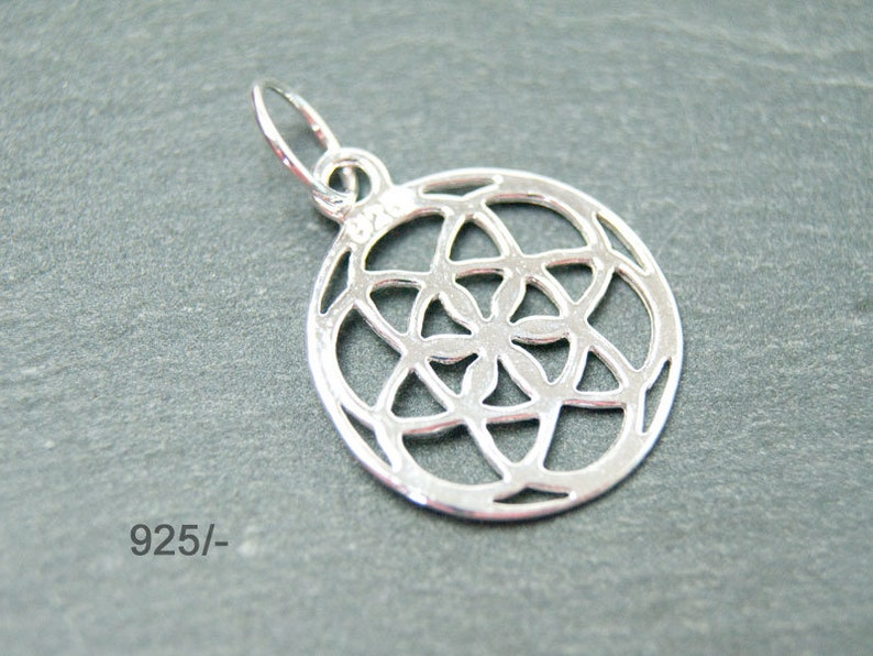 925 symbol mandala necklace pendant round 16 mm silver color selection Silver
