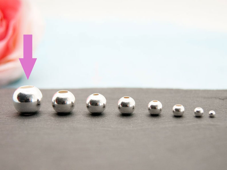 925 burr-free smooth silver beads balls 2/3/4/5/6/7/8/10 mm round, jewelry making, for in between, size/make your own jewelry image 3