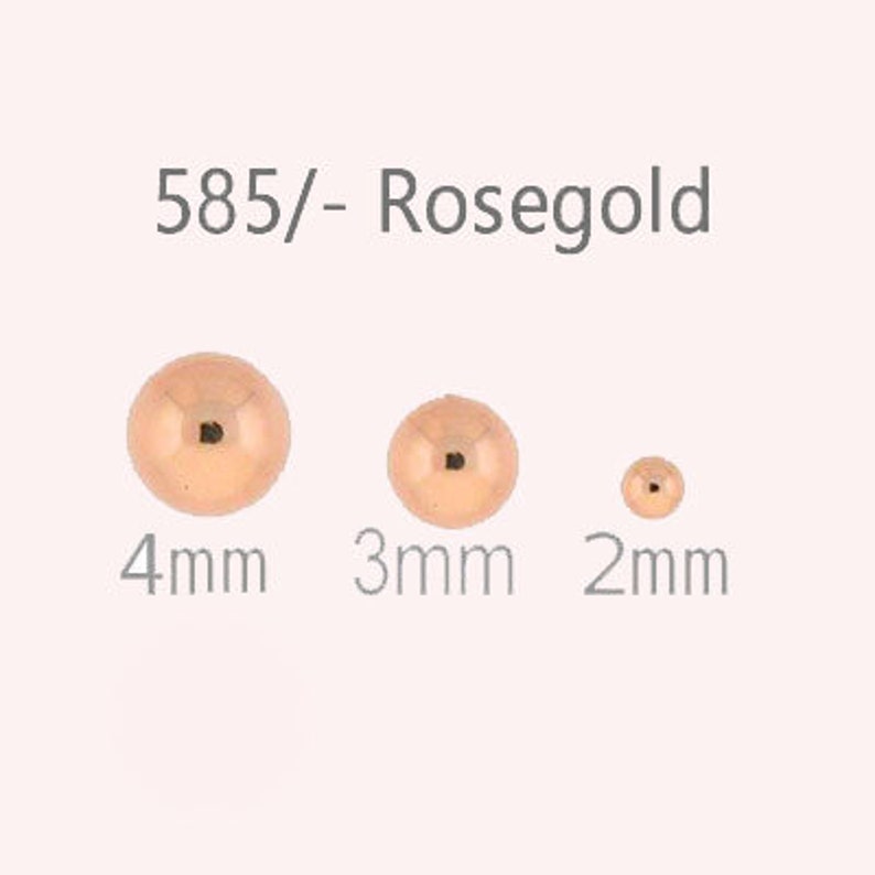 585 real rose gold beads balls, burr-free 14K rose gold for threading, size selection 6601, 6599, 6600 image 5